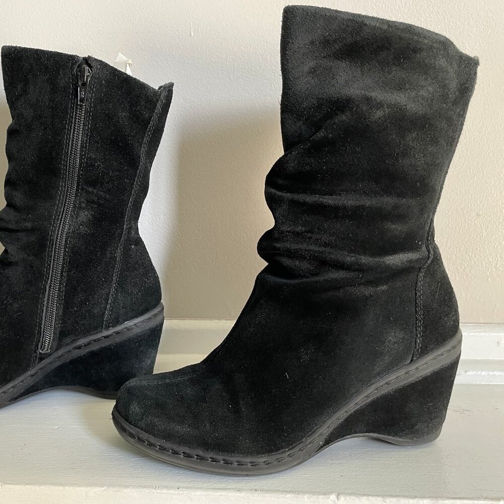 Black suede booties